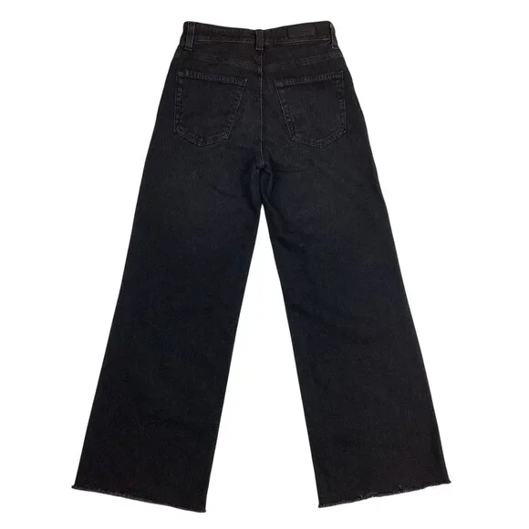 AG Adriano Goldschmied Saige Womens Wide Leg Crop Jeans High-Rise Black Denim
